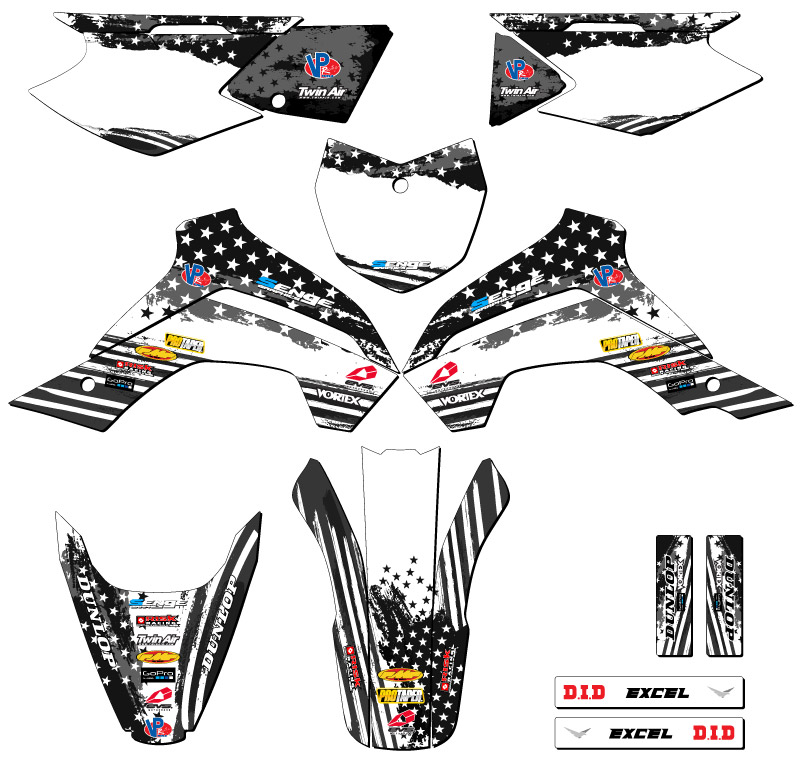 2021-2022 KLX 140 RL MERICA gris Senge kit de gráficos compatible con Kawasaki - Imagen 5 de 10