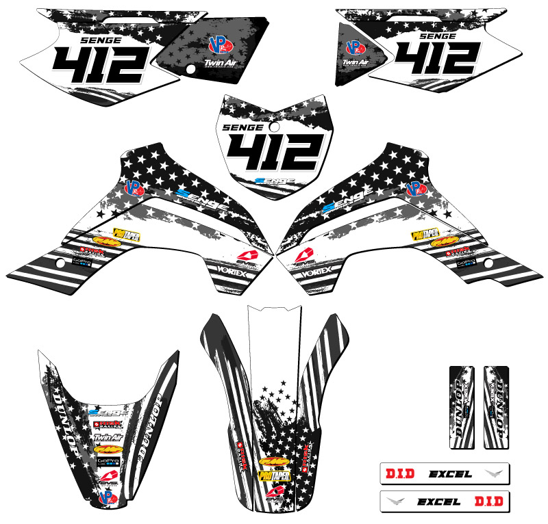 2021-2022 KLX 140 RL MERICA gris Senge kit de gráficos compatible con Kawasaki - Imagen 8 de 10