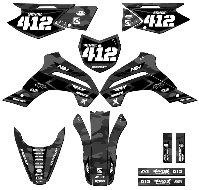2021-2022 KLX 140 R RL APACHE Grey Senge Graphics Kit Compatible with Kawasaki - Picture 8 of 10