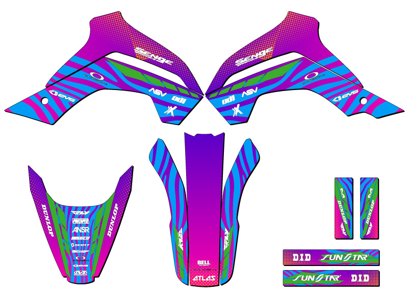 2021-2022 KLX 140 RL TIGRE rosa Senge kit de gráficos compatible con Kawasaki - Imagen 2 de 10