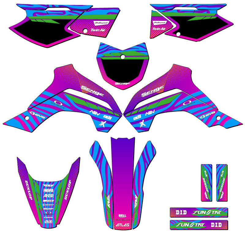 2021-2022 KLX 140 RL TIGRE rosa Senge kit de gráficos compatible con Kawasaki - Imagen 5 de 10