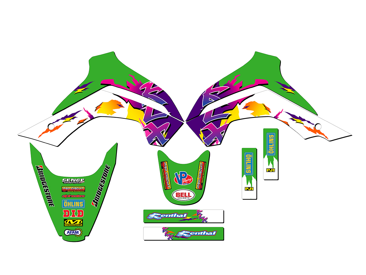2021-2025 KLX 140 R RL THROWBACK Green Senge Graphics Kit Compatible with - Picture 2 of 10