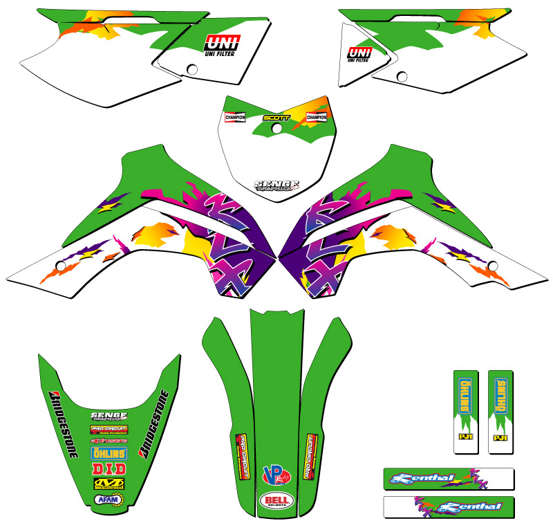2021-2025 KLX 140 R RL THROWBACK Green Senge Graphics Kit Compatible with - Picture 5 of 10