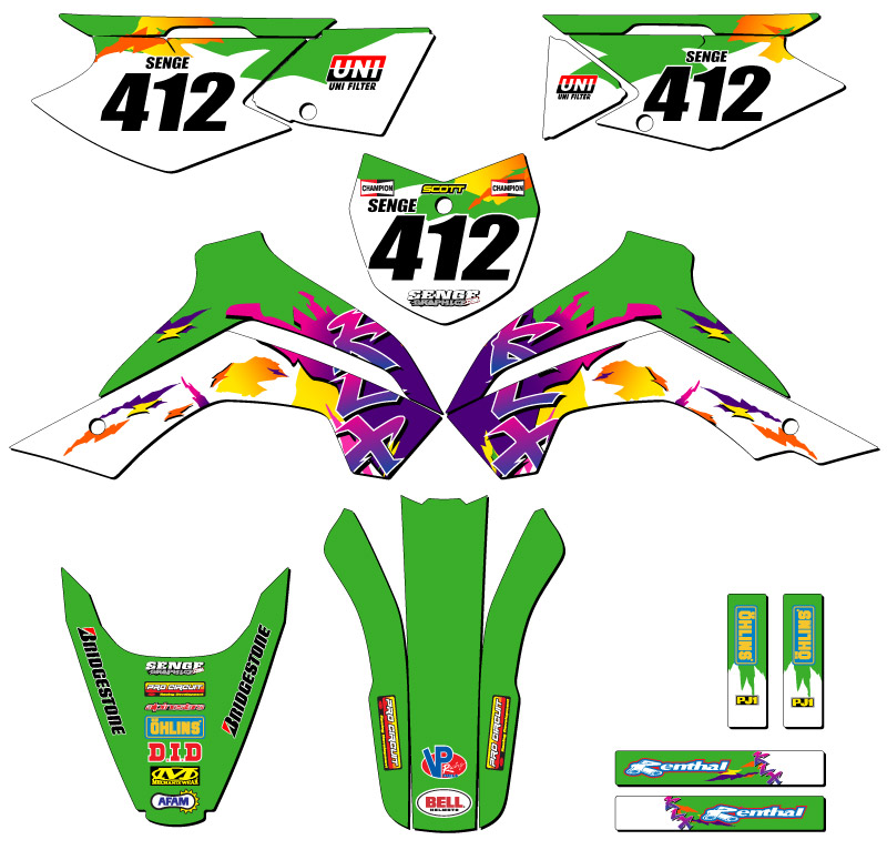 2021-2025 KLX 140 R RL THROWBACK Green Senge Graphics Kit Compatible with - Picture 8 of 10