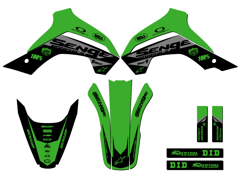 2021-2022 KLX 140 R RL BINARY Green Senge Graphics Kit Compatible with Kawasaki - Picture 2 of 10