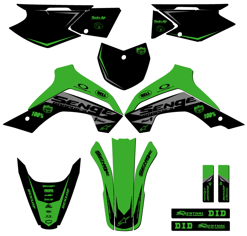 2021-2022 KLX 140 R RL BINARY Green Senge Graphics Kit Compatible with Kawasaki - Picture 5 of 10