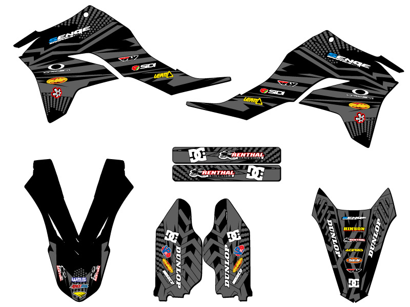 2020-2025 KLX 300 R MAYHEM Black Senge Graphics Kit Compatible with Kawasaki - Foto 2 di 10