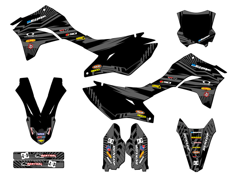 2020-2025 KLX 300 R MAYHEM Black Senge Graphics Kit Compatible with Kawasaki - Foto 5 di 10
