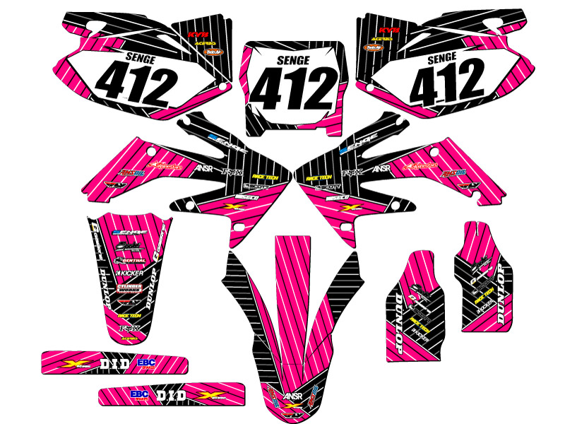 2006-2007 CRF 250 R RACE SERIES Pink Senge Graphics Kit Compatible with Honda - Picture 8 of 10