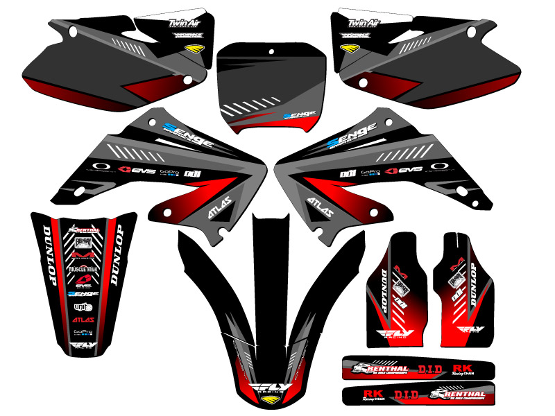 2002-2003 CR 125 R SURGE Black Senge Graphics Kit Compatible with Honda - Picture 5 of 10