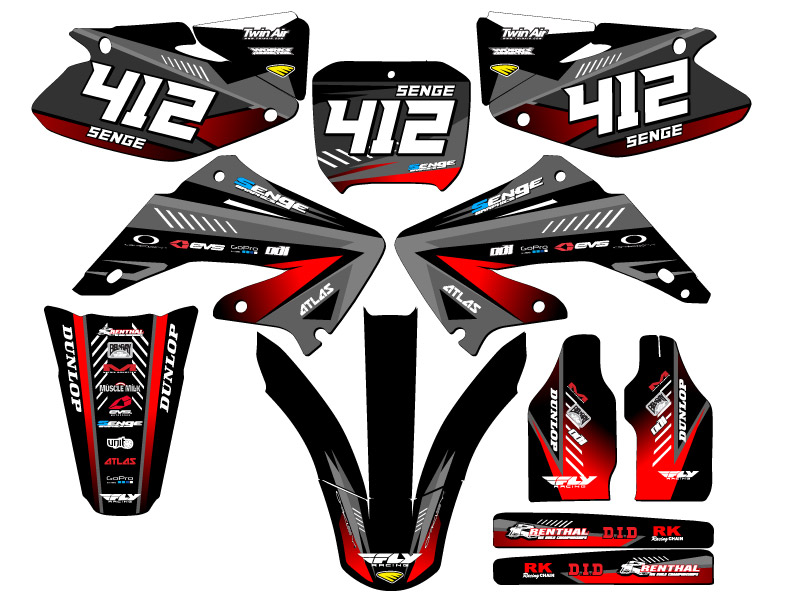 2002-2003 CR 125 R SURGE Black Senge Graphics Kit Compatible with Honda - Picture 8 of 10