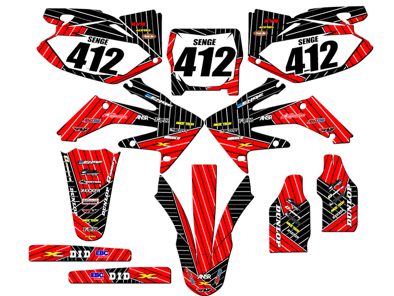 2006-2007 CRF 250 R RACE SERIES Red Senge Graphics Kit Compatible with Honda - Foto 8 di 10