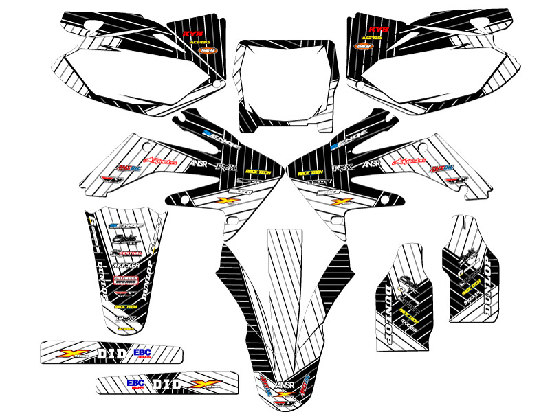2006-2007 CRF 250 R RACE SERIES White Senge Graphics Kit Compatible with Honda - Foto 2 di 10