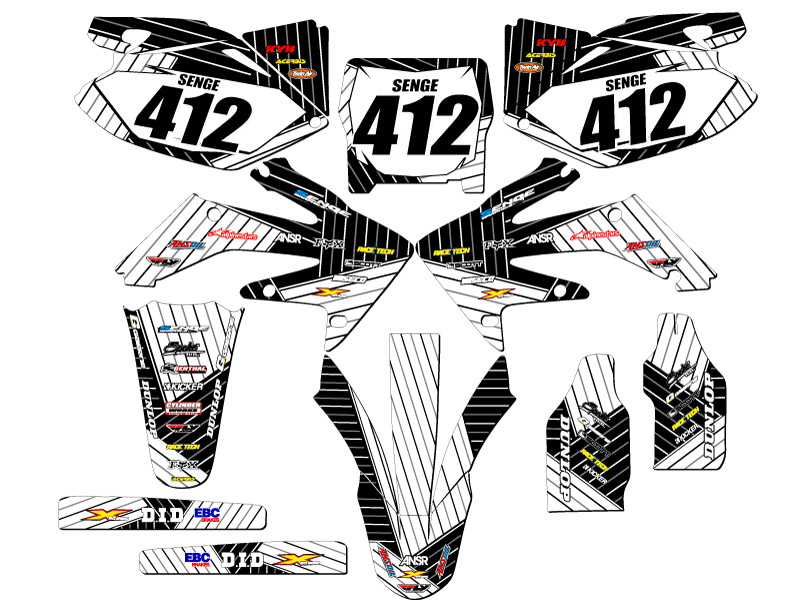 2006-2007 CRF 250 R RACE SERIES White Senge Graphics Kit Compatible with Honda - Foto 5 di 10