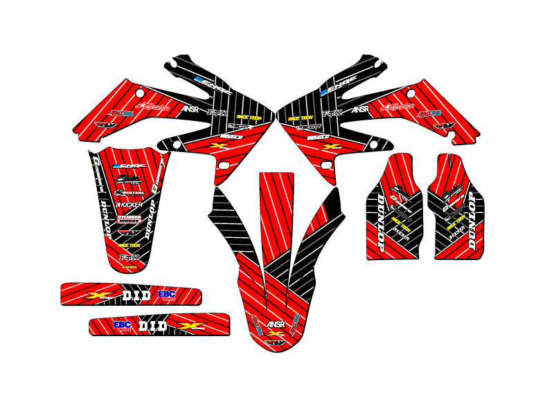 2008-2009 CRF 250 R RACE SERIES Red Senge Graphics Kit Compatible with Honda - Foto 2 di 10