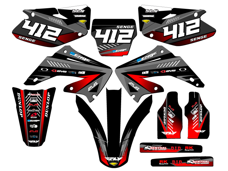 2004-2012 CR 125 R SURGE Black Senge kit de gráficos compatible con Honda - Imagen 8 de 10