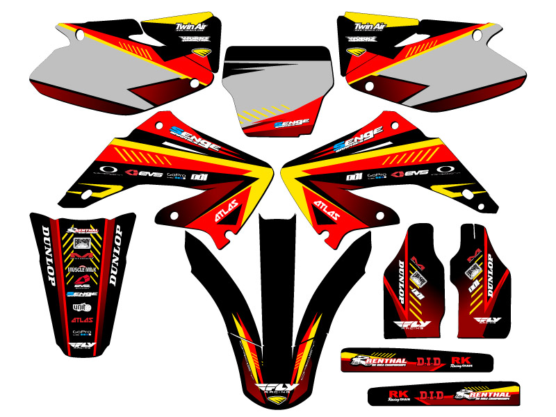 Kit de gráficos CR 125 R SURGE 2004-2012 rojo Senge compatible con Honda - Imagen 5 de 10