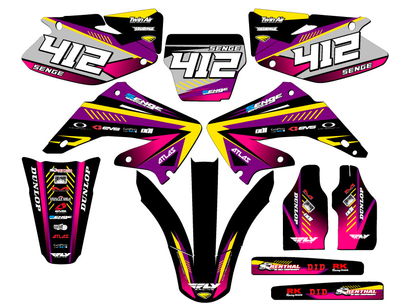 2004-2012 CR 125 R SURGE Purple Senge kit de gráficos compatible con Honda - Imagen 8 de 10
