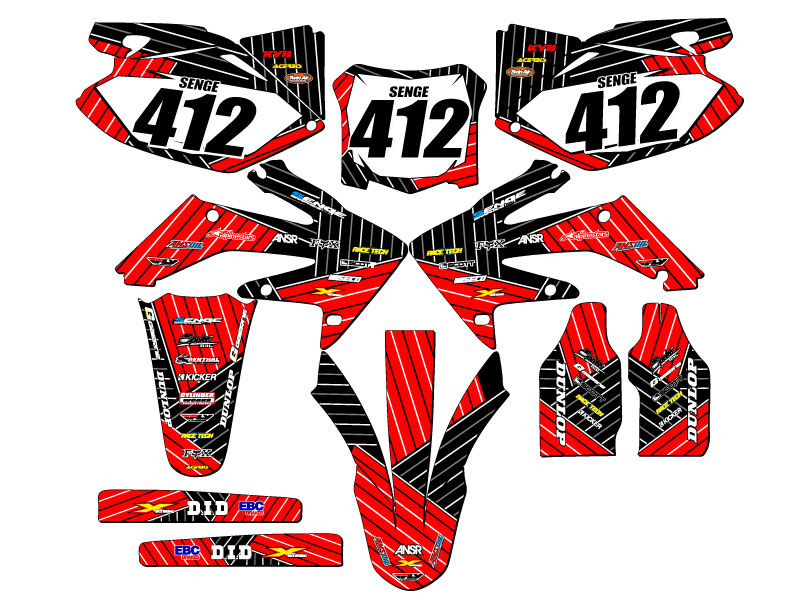 2008-2009 CRF 250 R RACE SERIES Red Senge Graphics Kit Compatible with Honda - Foto 8 di 10