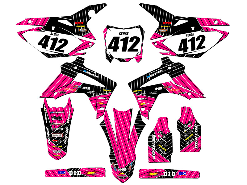 2014-2017 CRF 250 R RACE SERIES Pink Senge Graphics Kit Compatible with Honda - Picture 8 of 10
