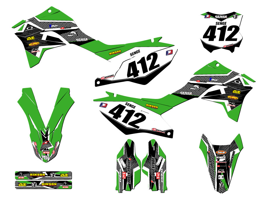 KLX 300 R 2020-2023 PODIUM Green Senge kit de gráficos compatible con Kawasaki - Imagen 8 de 10