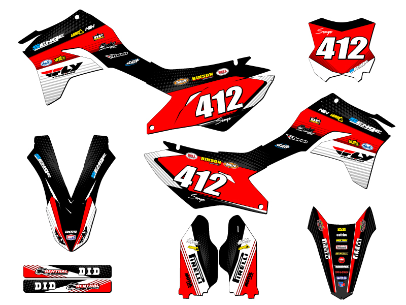 Kit de gráficos KLX 300 R RICOCHET 2020-2023 negro Senge compatible con Kawasaki - Imagen 8 de 10