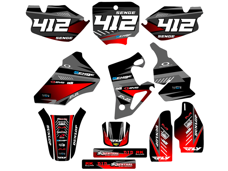 1996-2002 CR 80 SURGE Kit de gráficos Senge negro compatible con Honda - Imagen 8 de 10