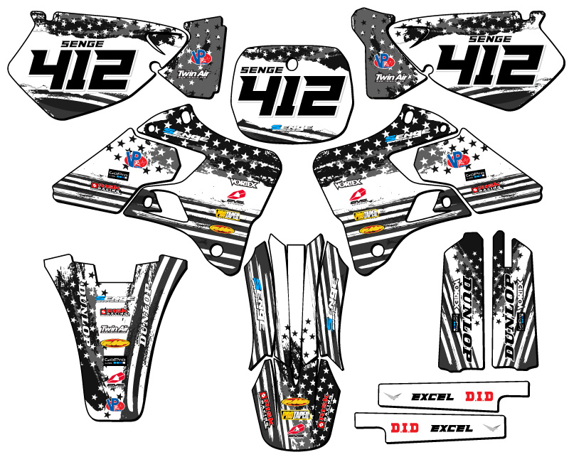 1996-1999 YZ 125 MERICA Grey Senge Graphics Kit Compatible with Yamaha - Picture 8 of 10