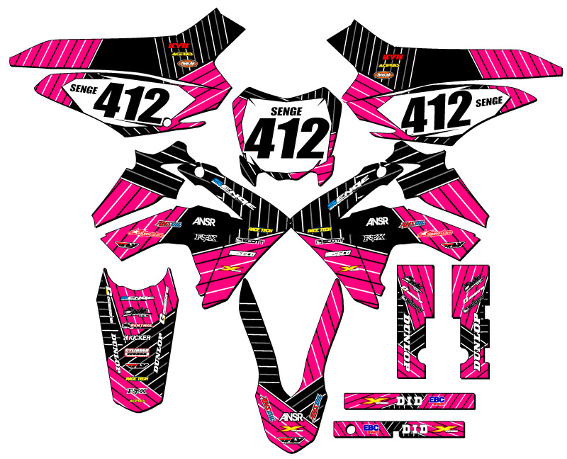 2013-2018 CRF 125 RACE SERIES Pink Senge Graphics Kit Compatible with Honda - Picture 8 of 10