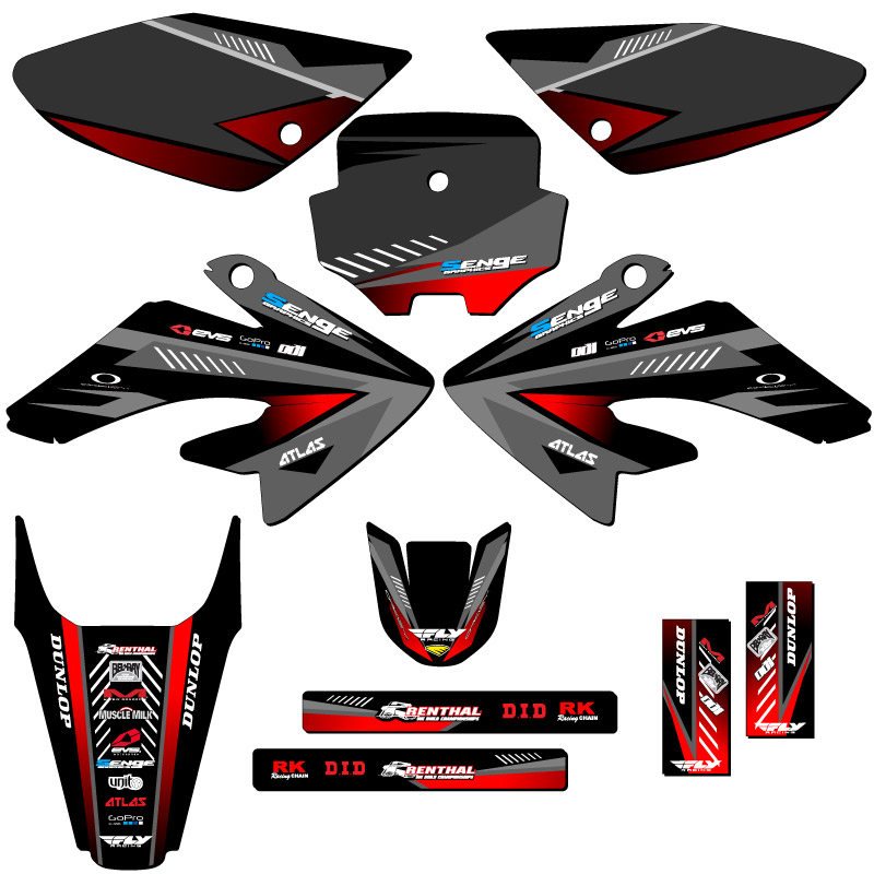 2004-2010 CRF 80 SURGE Black Senge Graphics Kit Compatible with Honda - Picture 5 of 10