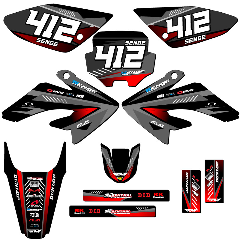 2004-2010 CRF 80 SURGE Black Senge Graphics Kit Compatible with Honda - Picture 8 of 10