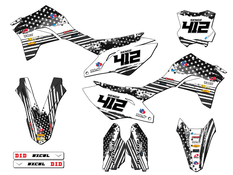 KLX 300 R 2020-2023 MERICA gris Senge kit de gráficos compatible con Kawasaki - Imagen 8 de 10