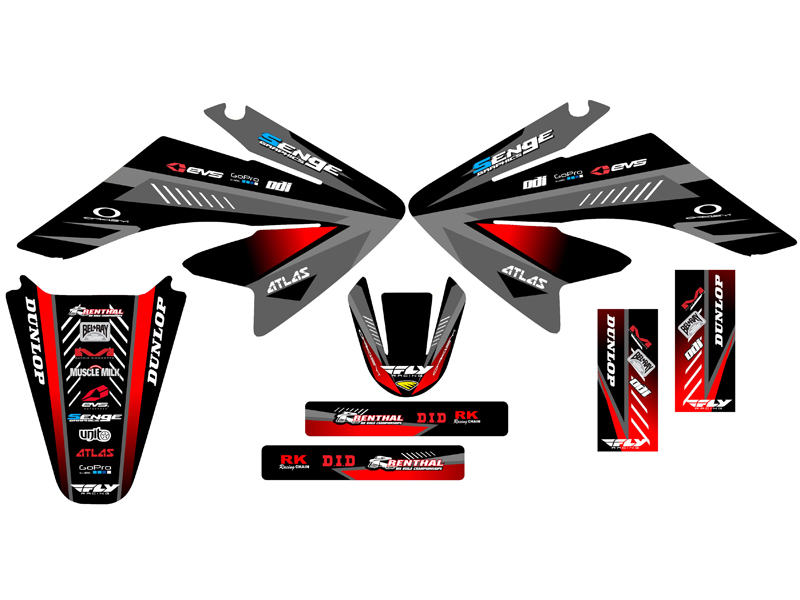 2004-2013 CRF 70 SURGE Black Senge Graphics Kit Compatible with Honda - Picture 2 of 10