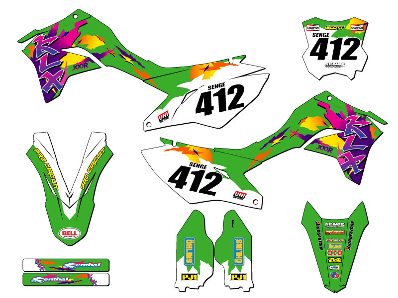 2020-2023 KLX 300 R THROWBACK Green Senge Graphics Kit Compatible with Kawasaki - Picture 8 of 10