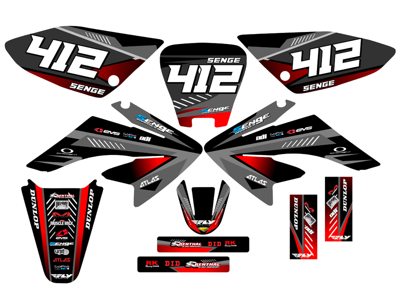 2004-2013 CRF 70 SURGE Black Senge Graphics Kit Compatible with Honda - Picture 8 of 10