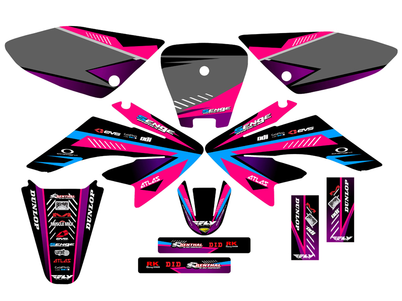 2004-2013 CRF 70 SURGE Pink Senge Graphics Kit Compatible with Honda - Picture 5 of 10