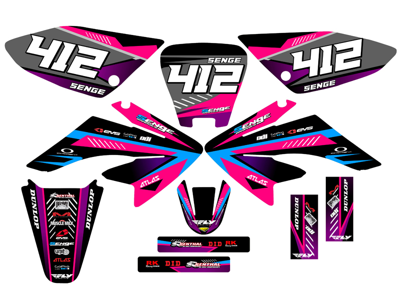 2004-2013 CRF 70 SURGE Pink Senge Graphics Kit Compatible with Honda - Picture 8 of 10