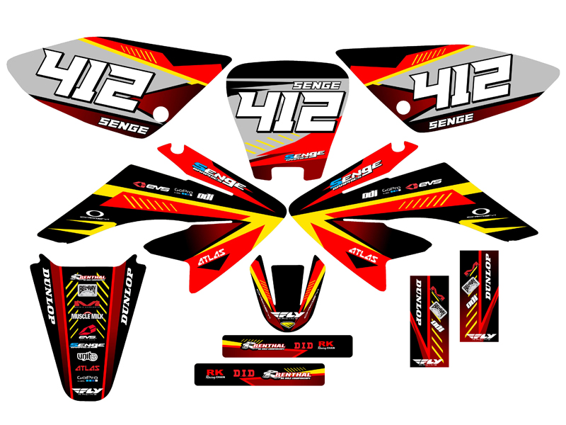 2004-2013 CRF 70 SURGE Red Senge Graphics Kit Compatible with Honda - Picture 8 of 10