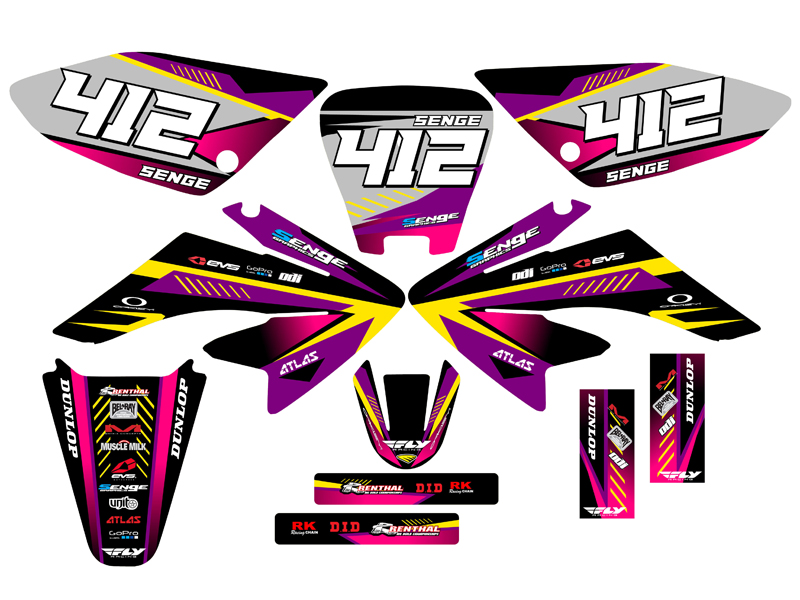 2004-2013 CRF 70 SURGE Purple Senge Graphics Kit Compatible with Honda - Picture 8 of 10