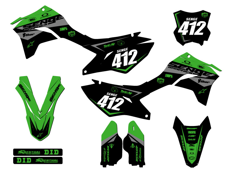 KLX 300 R 2020-2023 kit de gráficos binario verde Senge compatible con Kawasaki - Imagen 8 de 10