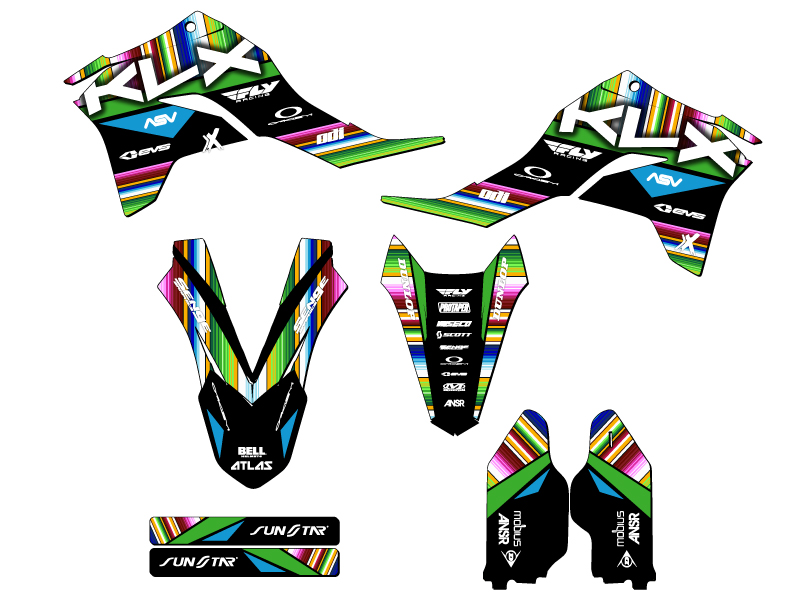 KLX 300 R 2020-2023 SERAPE Black Senge kit de gráficos compatible con Kawasaki - Imagen 2 de 10