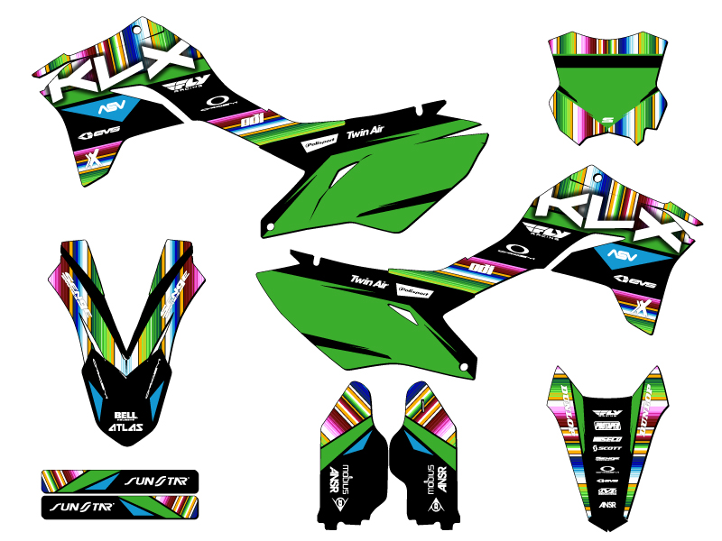 KLX 300 R 2020-2023 SERAPE Black Senge kit de gráficos compatible con Kawasaki - Imagen 5 de 10