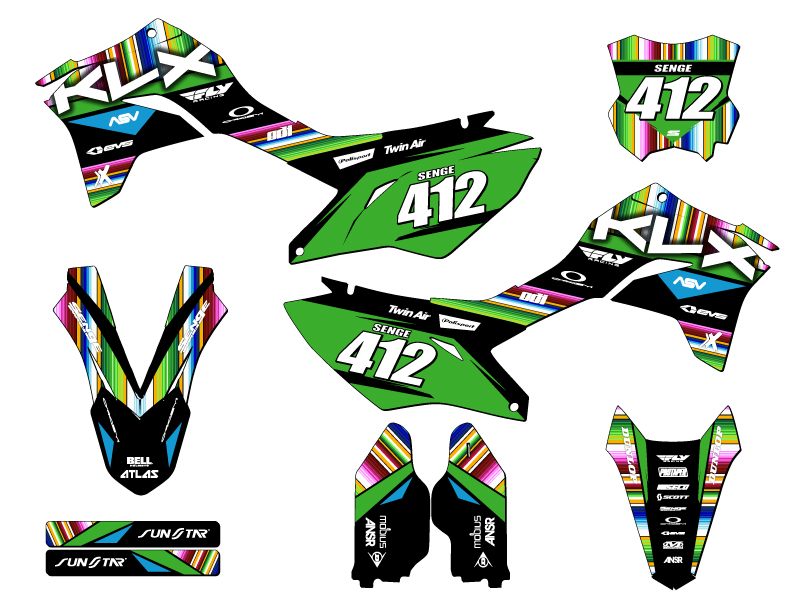 KLX 300 R 2020-2023 SERAPE Black Senge kit de gráficos compatible con Kawasaki - Imagen 8 de 10