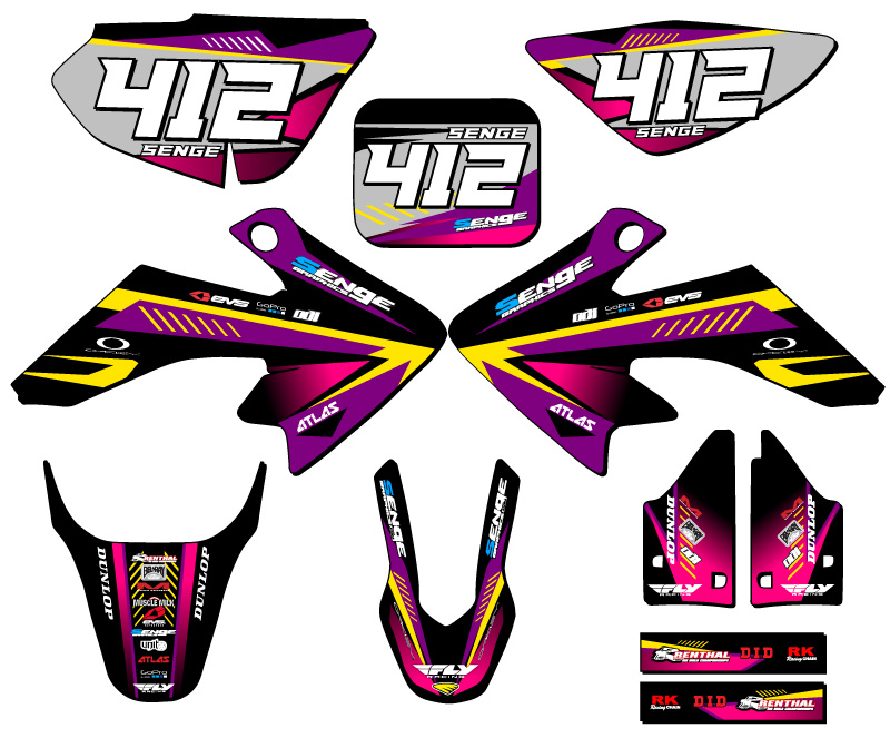 2004-2012 CRF 50 SURGE Purple Senge Graphics Kit Compatible with Honda - Picture 8 of 10