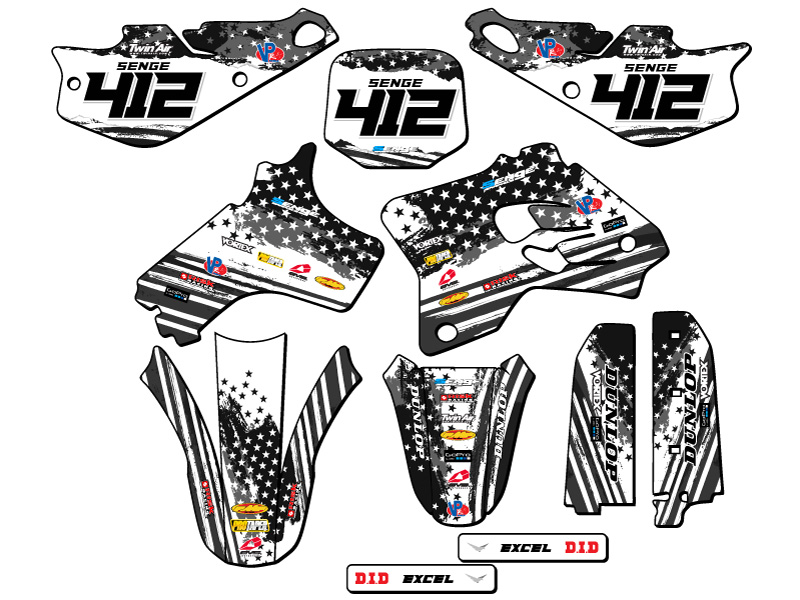 1993-2001 YZ 80 MERICA gris Senge kit de gráficos compatible con Yamaha - Imagen 8 de 10