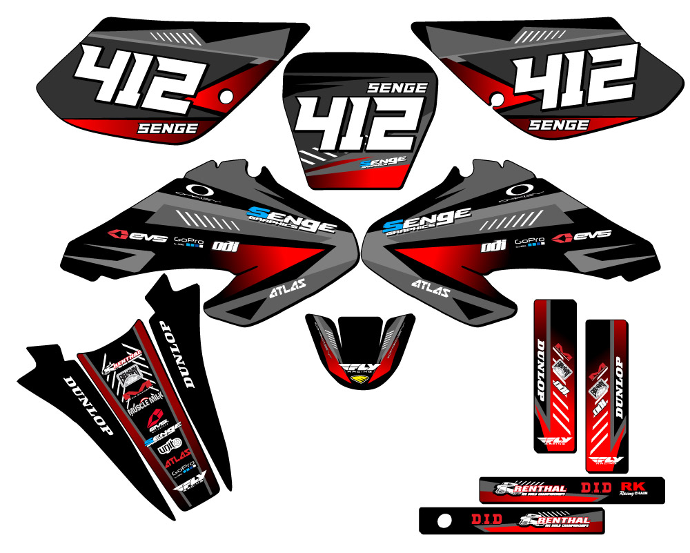 2001-2004 XR 100 SURGE Black Senge Graphics Kit Compatible with Honda - Bild 8 von 10