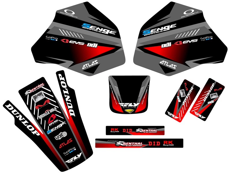 1985-2000 XR 80 SURGE Black Senge Graphics Kit Compatible with Honda - Picture 2 of 10