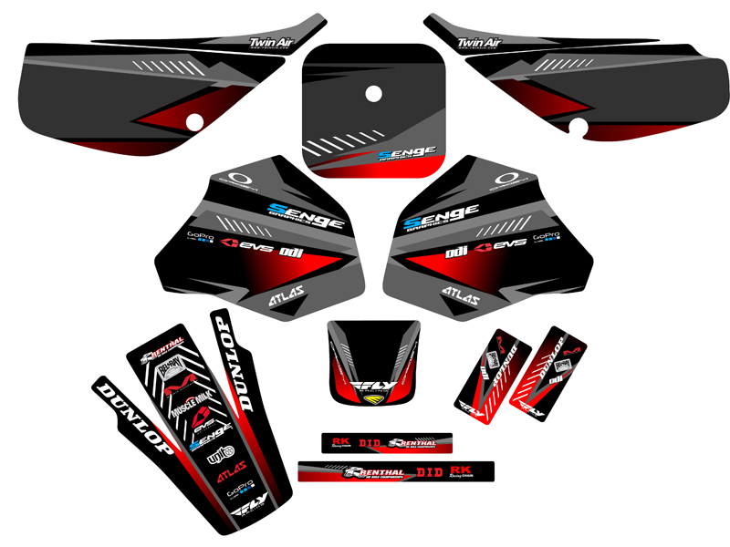 1985-2000 XR 80 SURGE Black Senge Graphics Kit Compatible with Honda - Picture 5 of 10