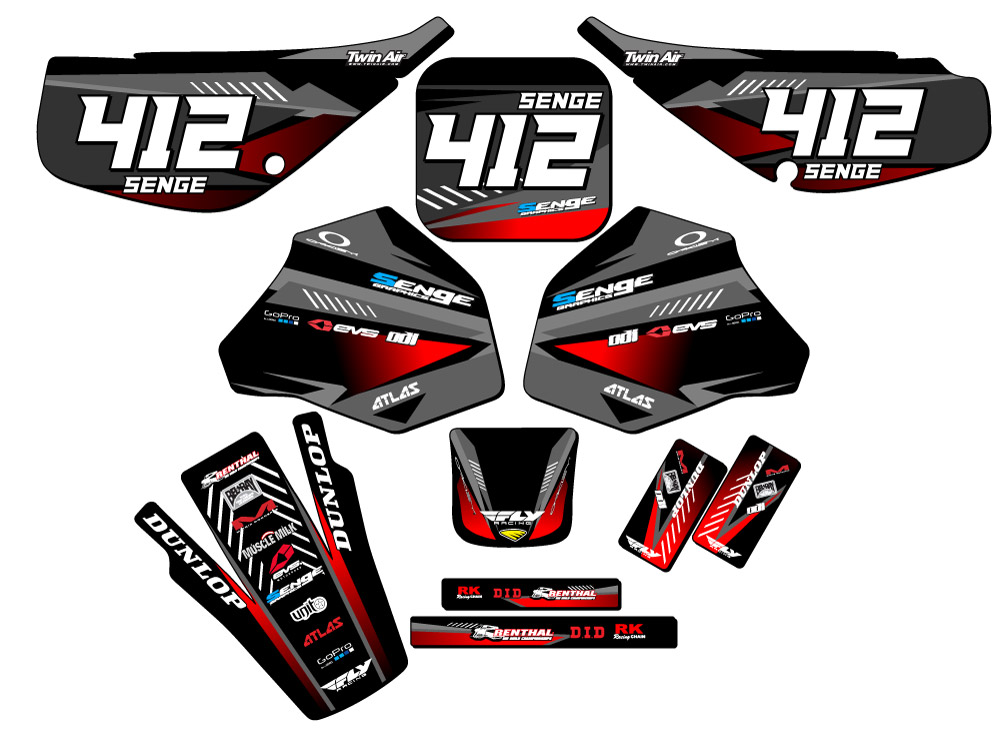 1985-2000 XR 80 SURGE Black Senge Graphics Kit Compatible with Honda - Picture 8 of 10