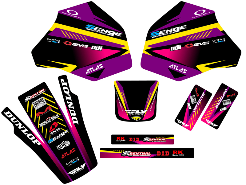 1985-2000 XR 80 SURGE Purple Senge Graphics Kit Compatible with Honda - Picture 2 of 10